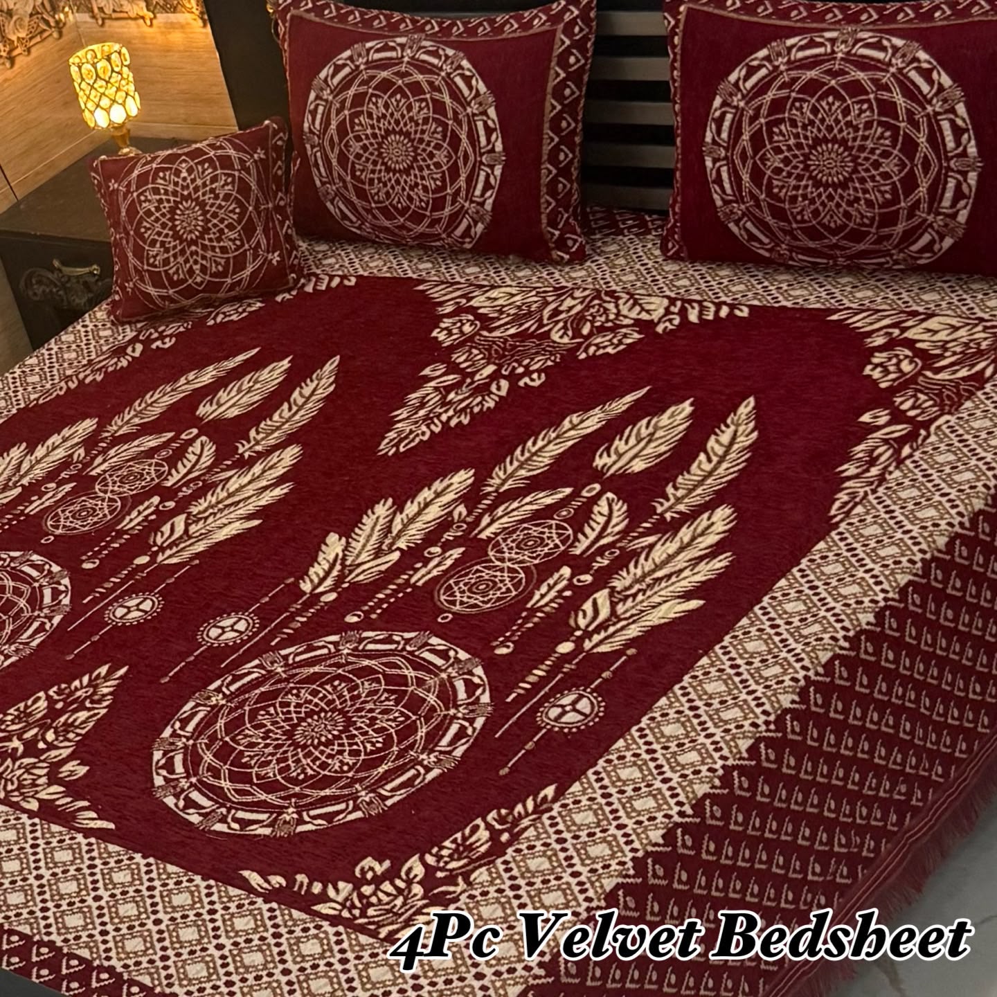 4Pc Velvet Jaquard Bedsheet AL # 4033