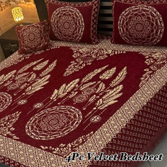 4Pc Velvet Jaquard Bedsheet AL # 4033