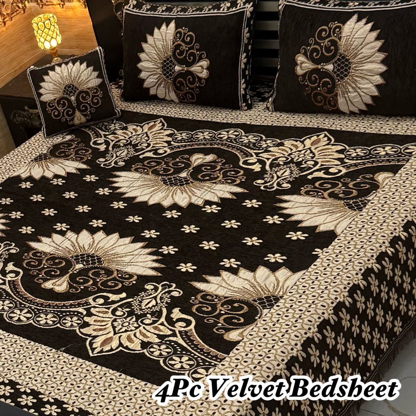 4Pc Velvet Jaquard Bedsheet AL # 4034