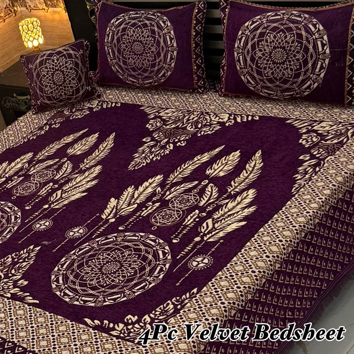 4Pc Velvet Jaquard Bedsheet AL # 4036