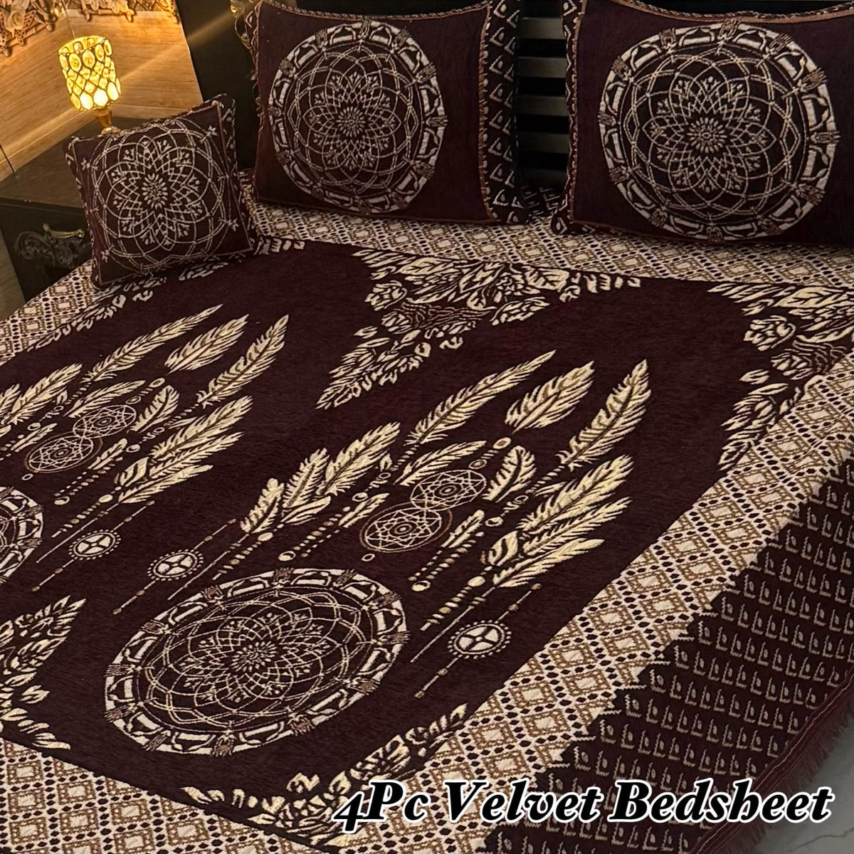 4Pc Velvet Jaquard Bedsheet AL # 4043