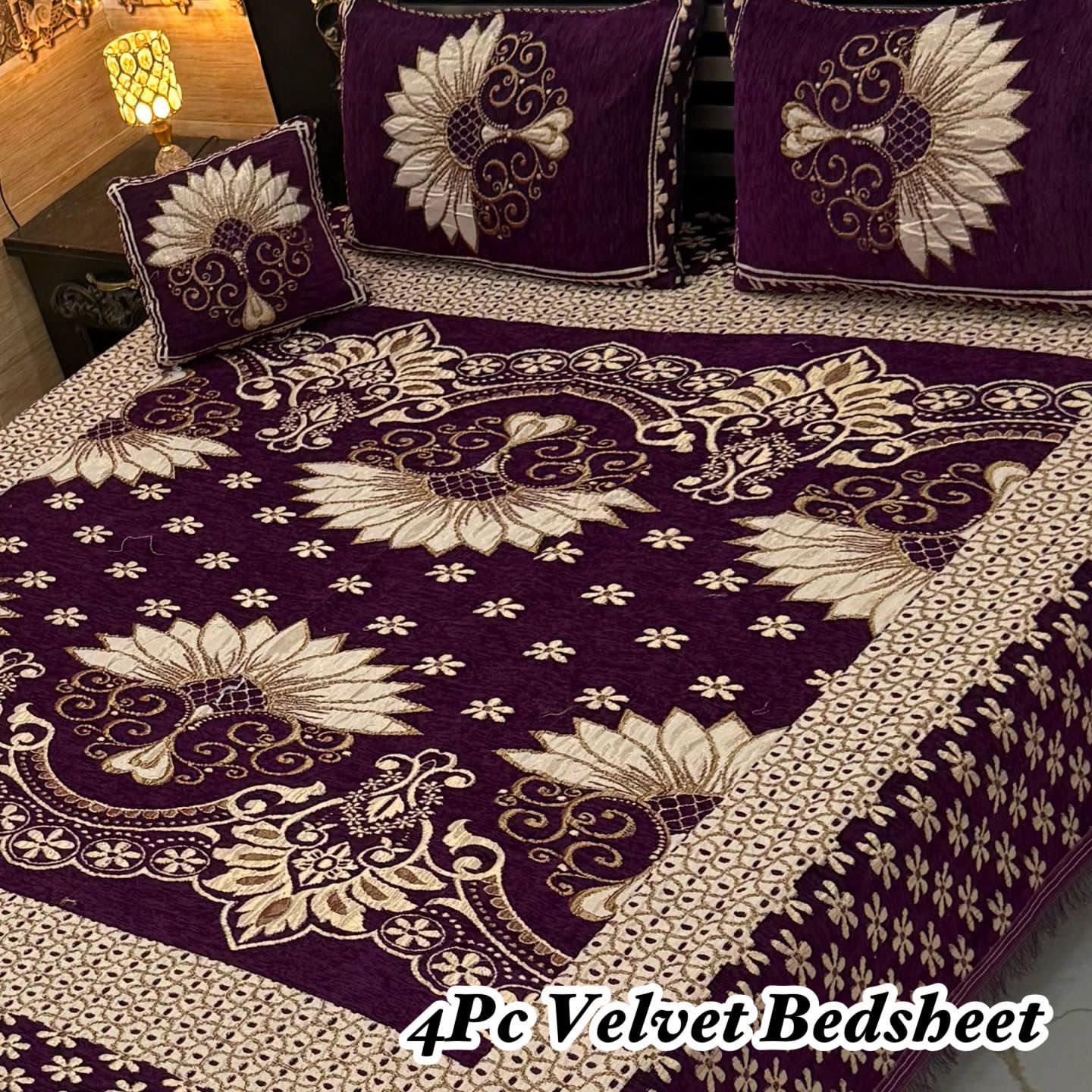 4Pc Velvet Jaquard Bedsheet AL # 4025