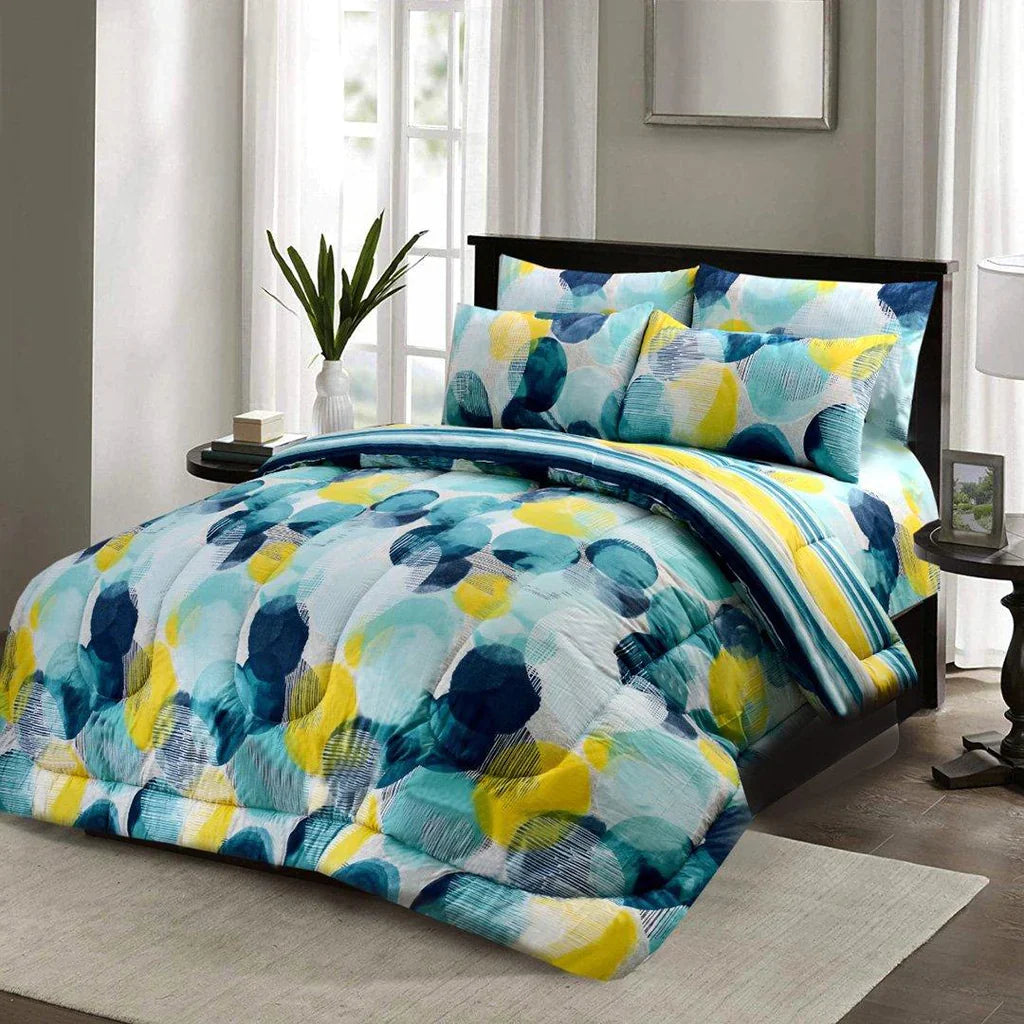 Blue Dots Reversible Printed Comforter - Aura Living