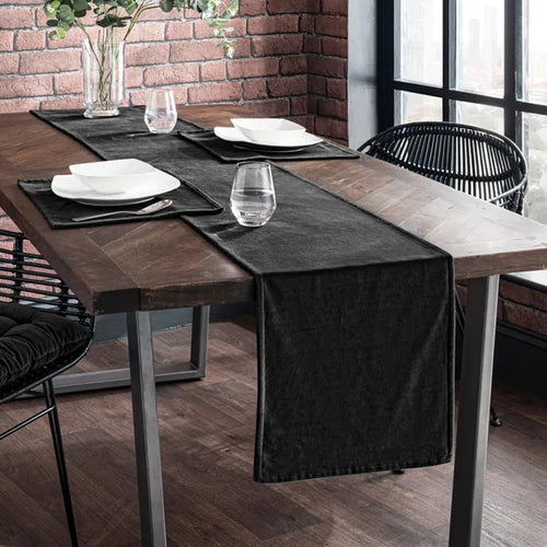 7 Pcs Velvet Table Runner Set- Teal Green - Aura living