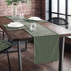 7 Pcs Velvet Table Runner Set- Teal Green - Aura Living