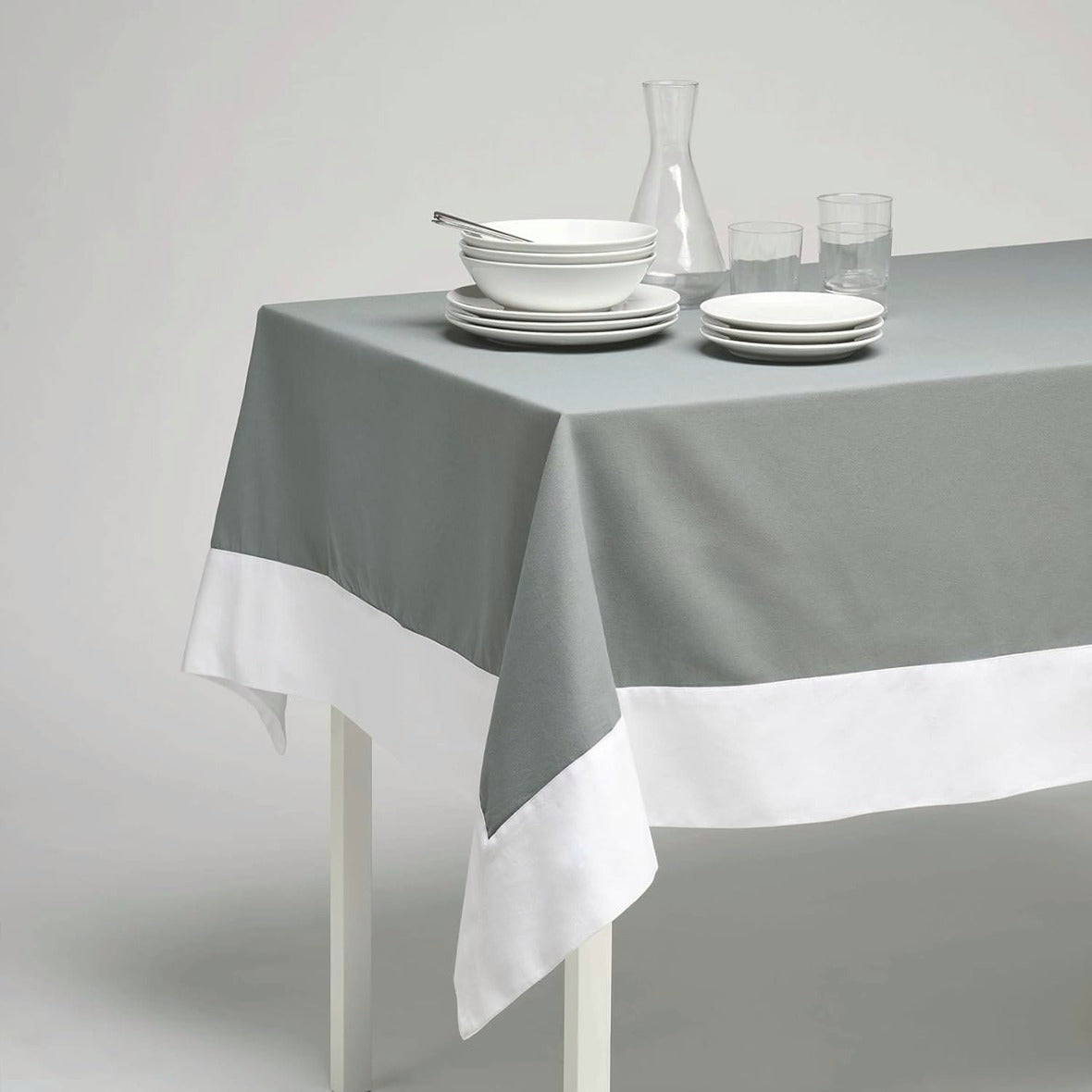 Decorative Tablecloth - Grey With White Bordered - Aura living