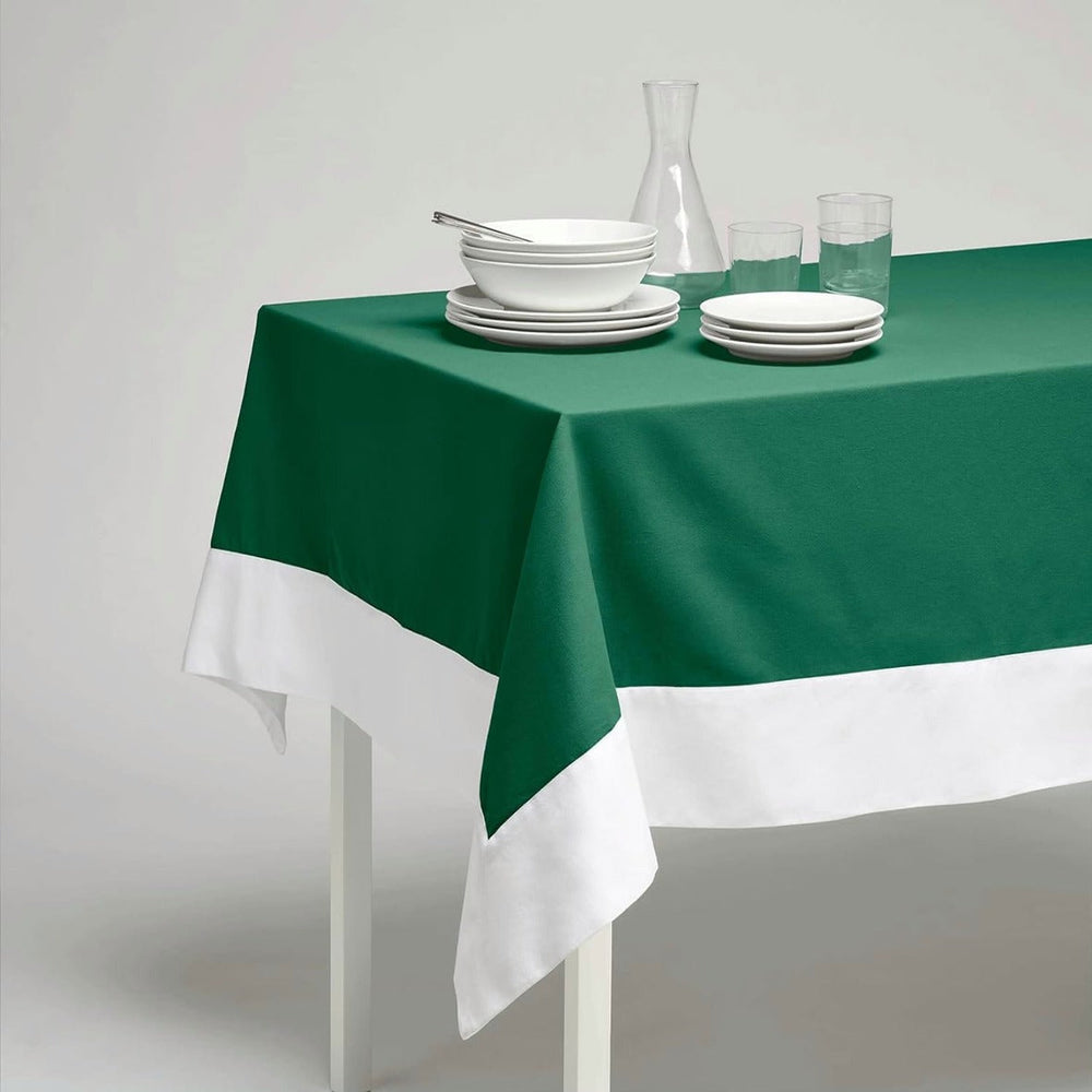 Decorative Tablecloth - Dark Green With White Bordered - Aura Living