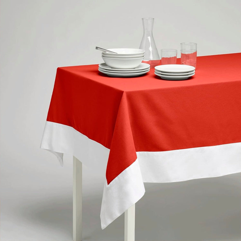Decorative Tablecloth - Wine Red With White Bordered - Aura living