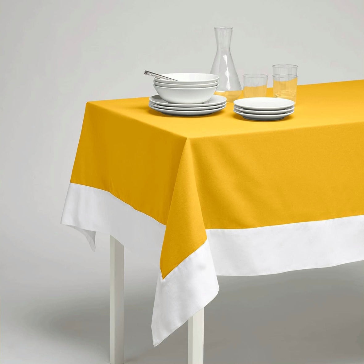 Decorative Tablecloth - Yellow With White Bordered - Aura Living