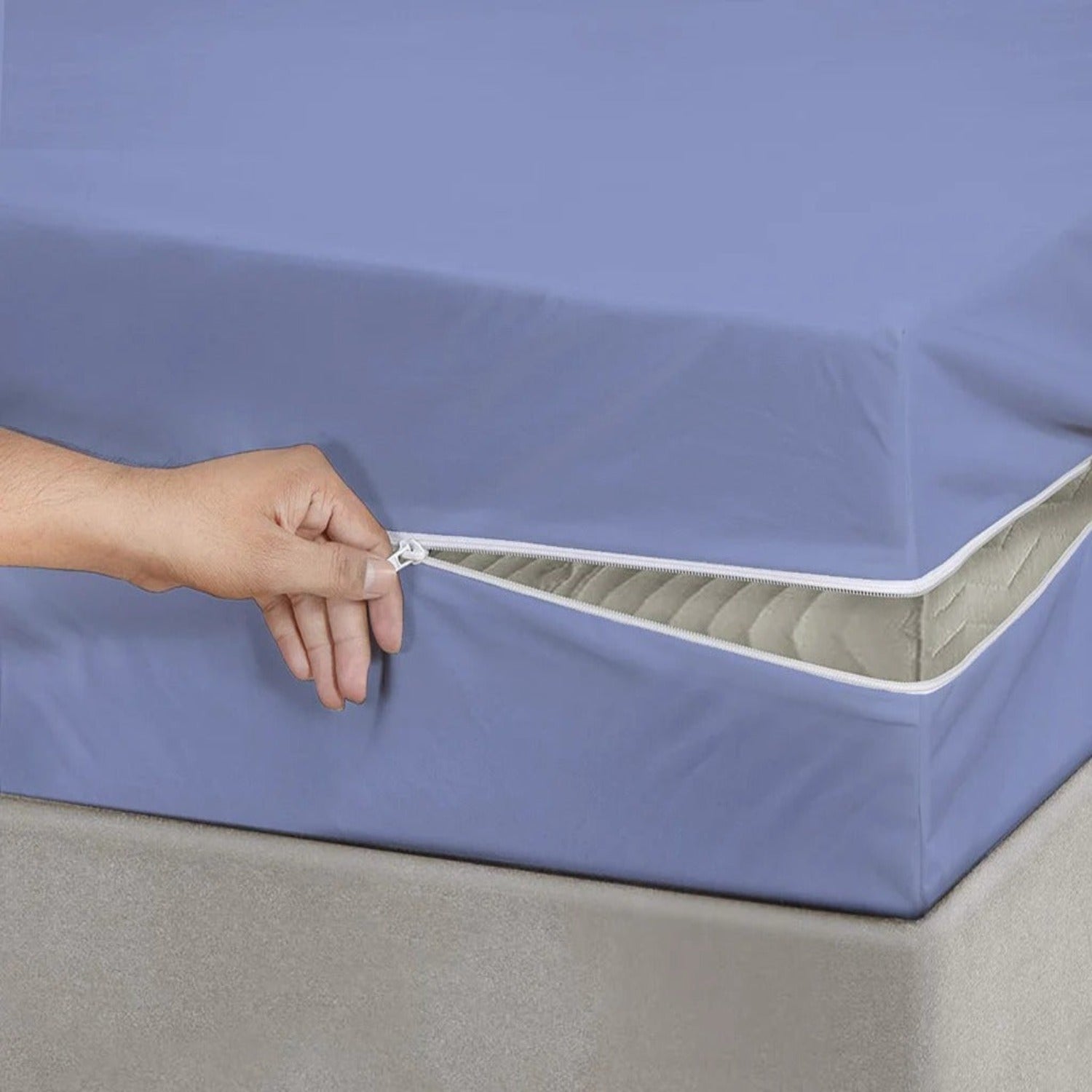 100% Cotton Zipper Mattress Cover - Lilac - Aura Living