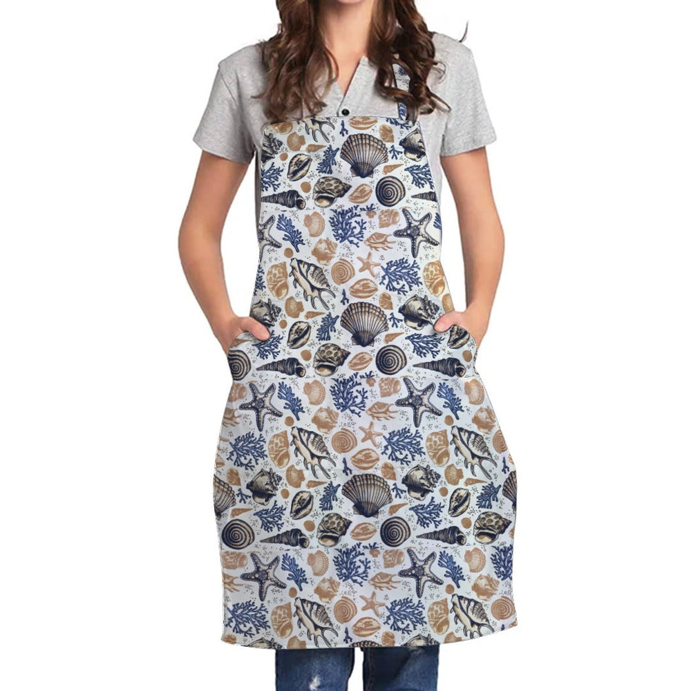 100% Cotton Waterproof Apron For Kitchen - Sea Shell - Aura Living