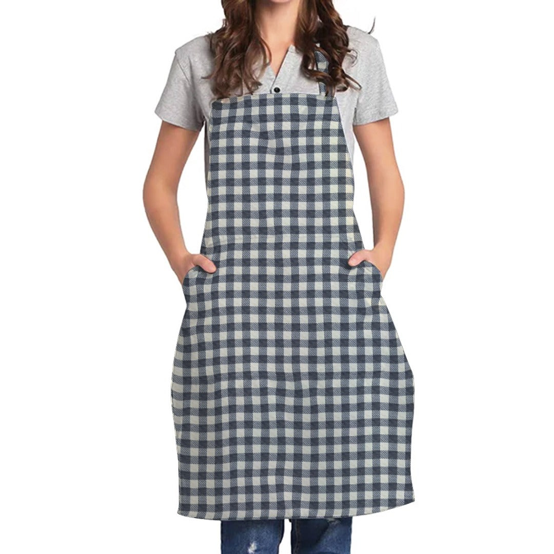 100% Cotton Waterproof Apron For Kitchen - Black Checked - Aura Living