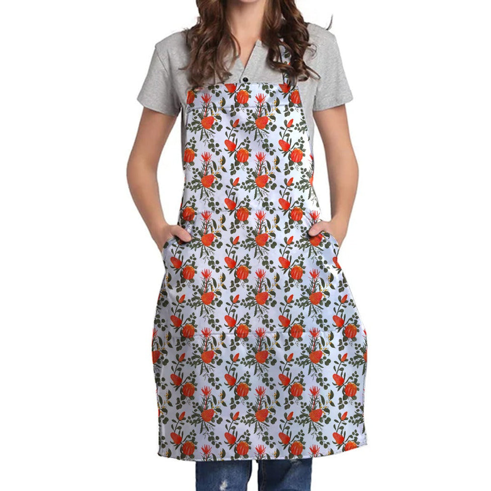 100% Cotton Waterproof Apron For Kitchen - Orange Flower - Aura Living