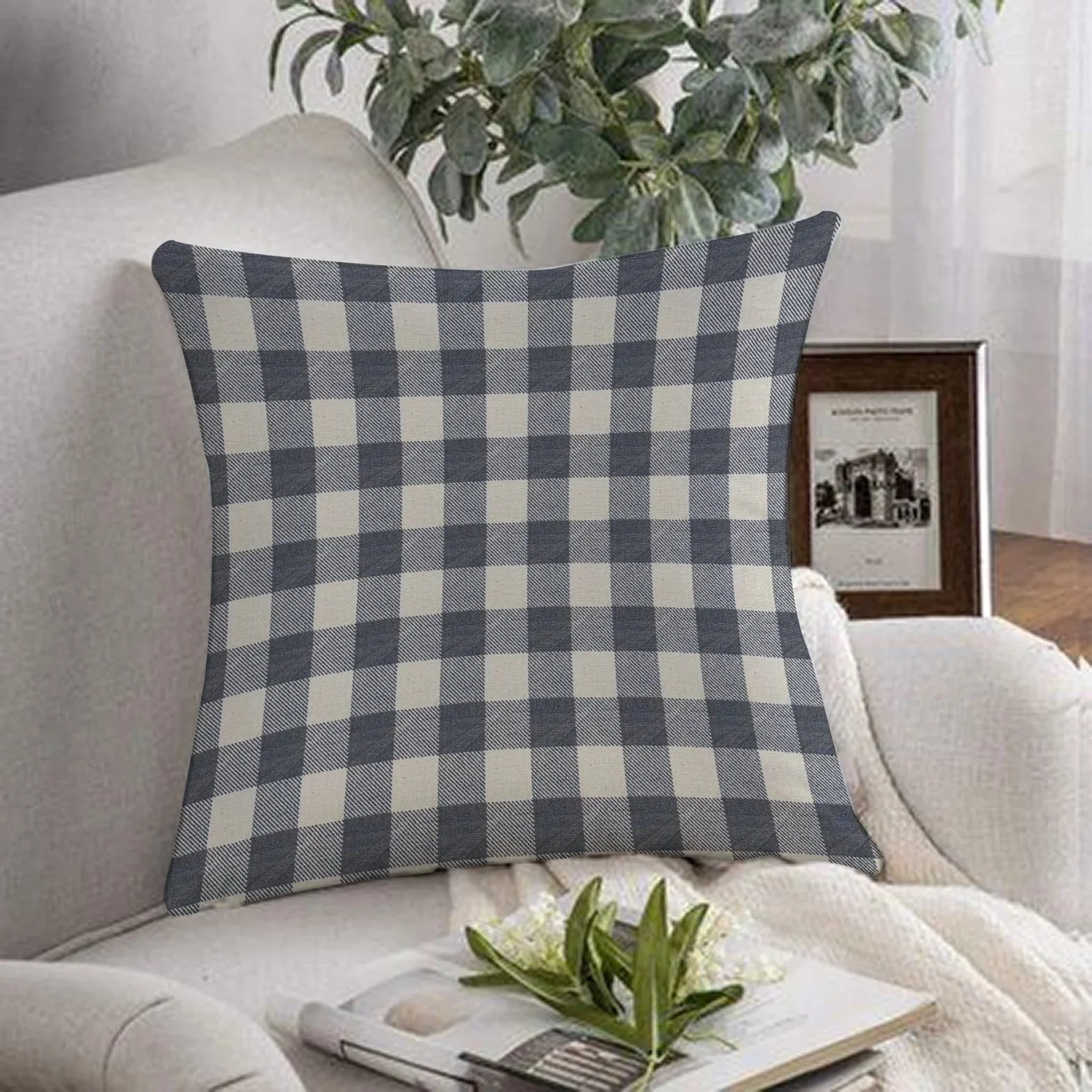 1 pc Black Checked Cushion Cover - Aura Living