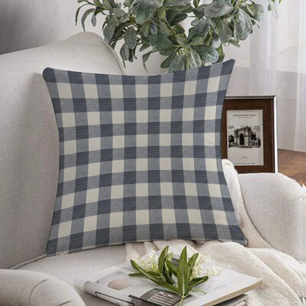 1 pc Black Checked Cushion Cover - Aura Living