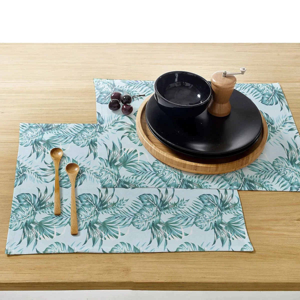 Waterproof Cotton Table Mat Set - Palm Leaves - Aura living