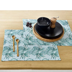 Waterproof Cotton Table Mat Set - Palm Leaves - Aura living