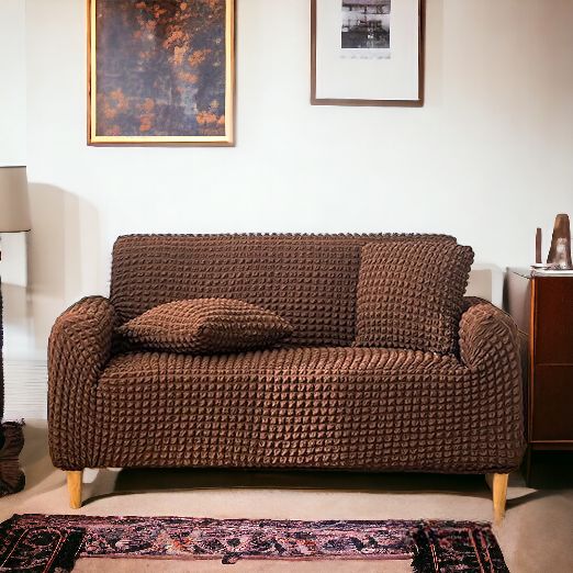 Fitted Sofa Cover - Lycra Bubble - Brown