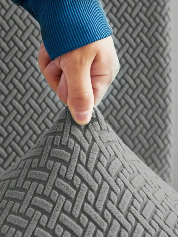 Jacquard Stripe Sofa Cover  - Grey