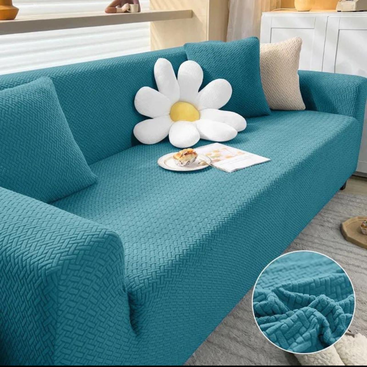 Jacquard Stripe Sofa Cover  - zink