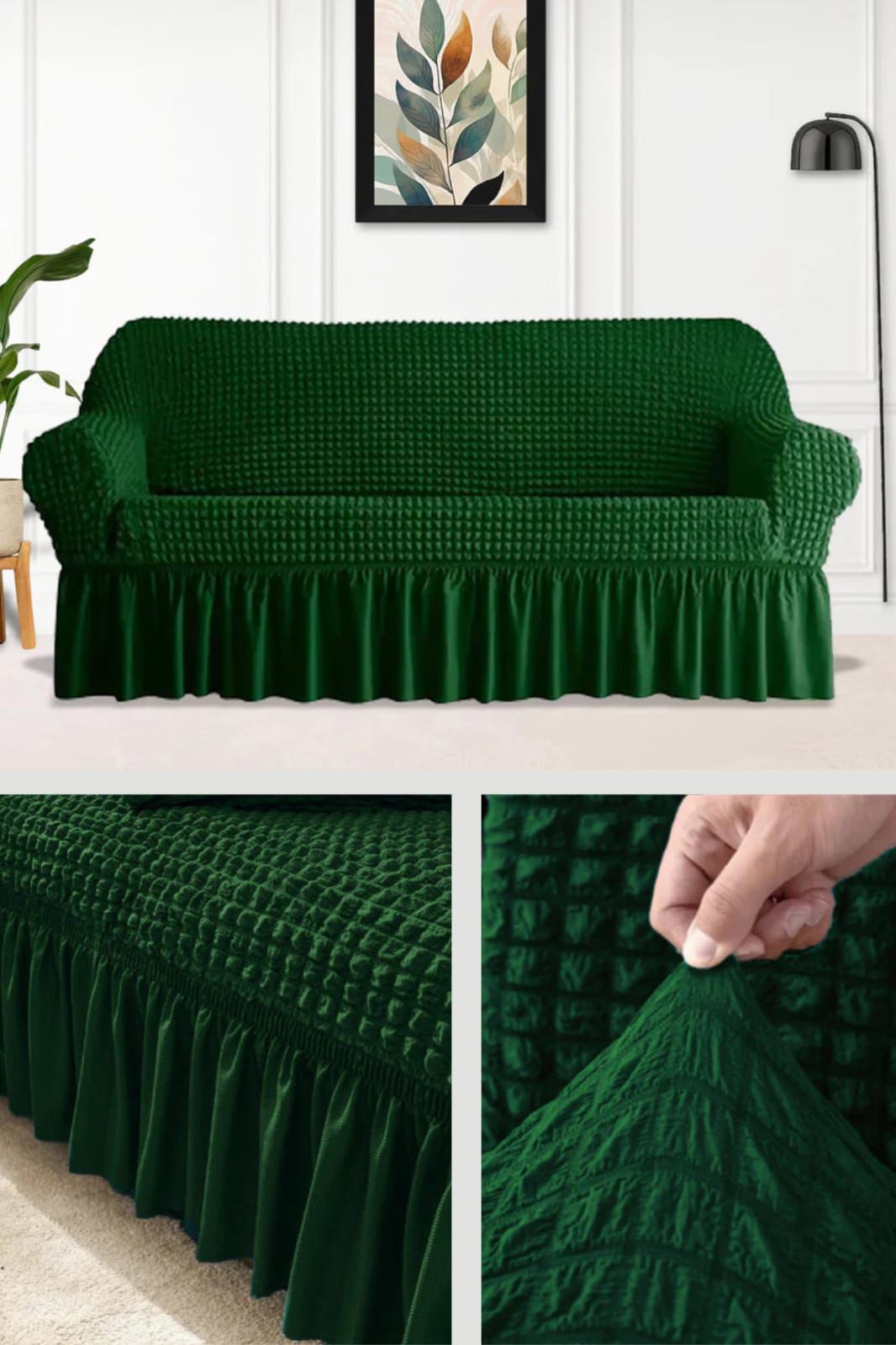 Persian Sofa Covers- Lycra Bubble - Green