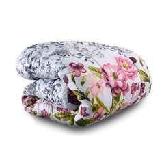 Red Flower Reversible Printed Comforter - Aura Living