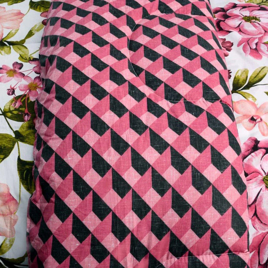 Red Flower Reversible Printed Comforter - Aura Living