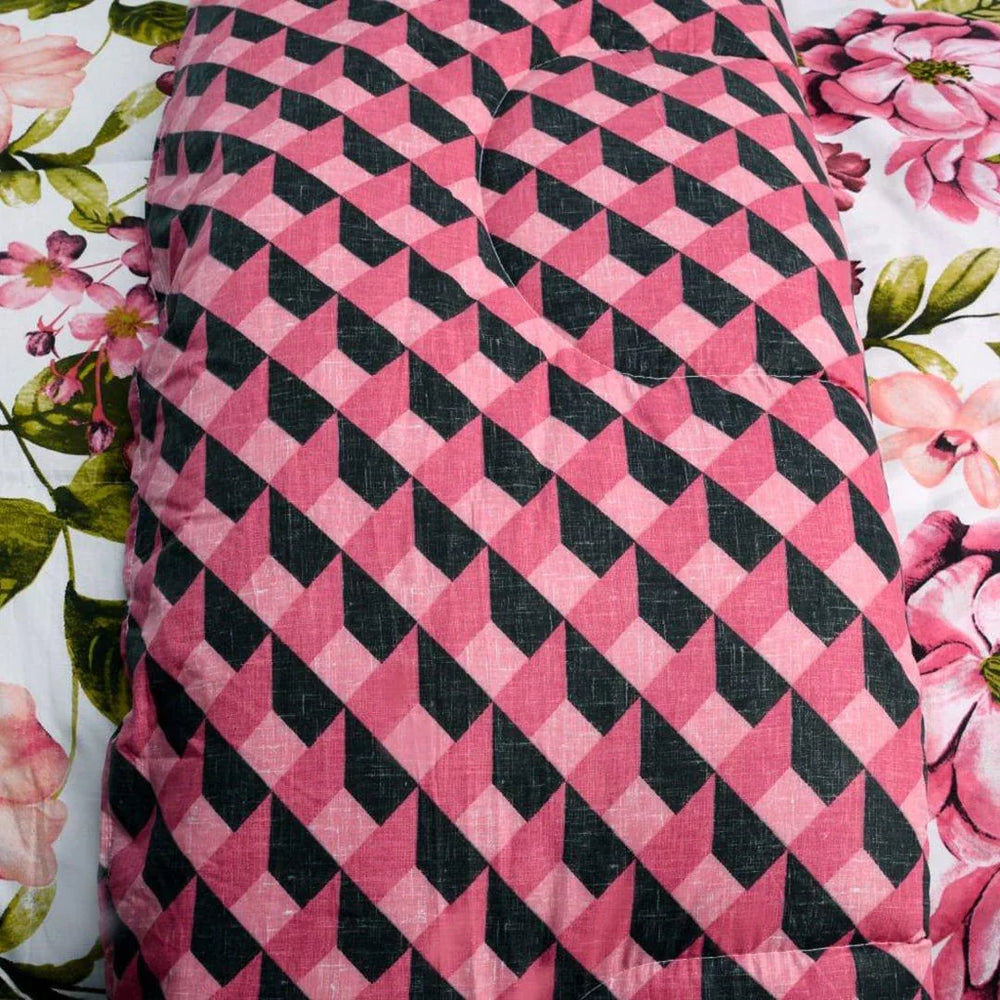Red Flower Reversible Printed Comforter - Aura Living