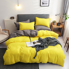 Plain Dyed Reversible Cotton Duvet Cover Set - 005 - Aura Living