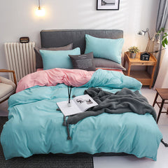 Plain Dyed Reversible Cotton Duvet Cover Set - 005 - Aura Living