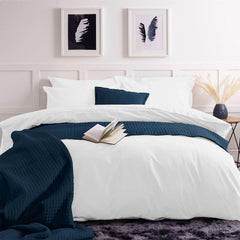 Plain Dyed Duvet Cover Set-White - Aura Living