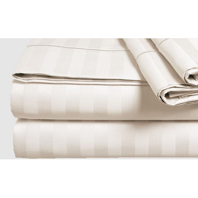 Luxury Strip Satin Bed sheet Set - Off White - Aura living