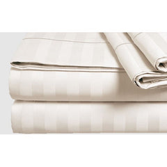 Luxury Strip Satin Bed sheet Set - Off White - Aura living