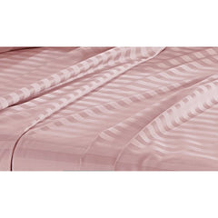 Luxury Strip Satin Bed sheet Set - Pink - Aura Living