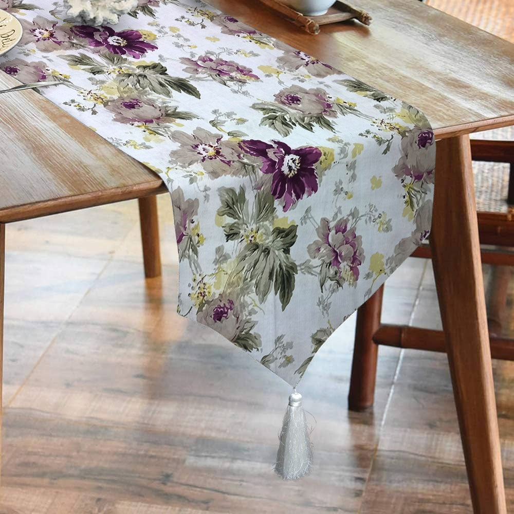 Durable Cotton Duck Printed Table Runner With Tesals -Brook blade