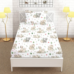 Bear and nature Printed Kids Fitted Sheet set