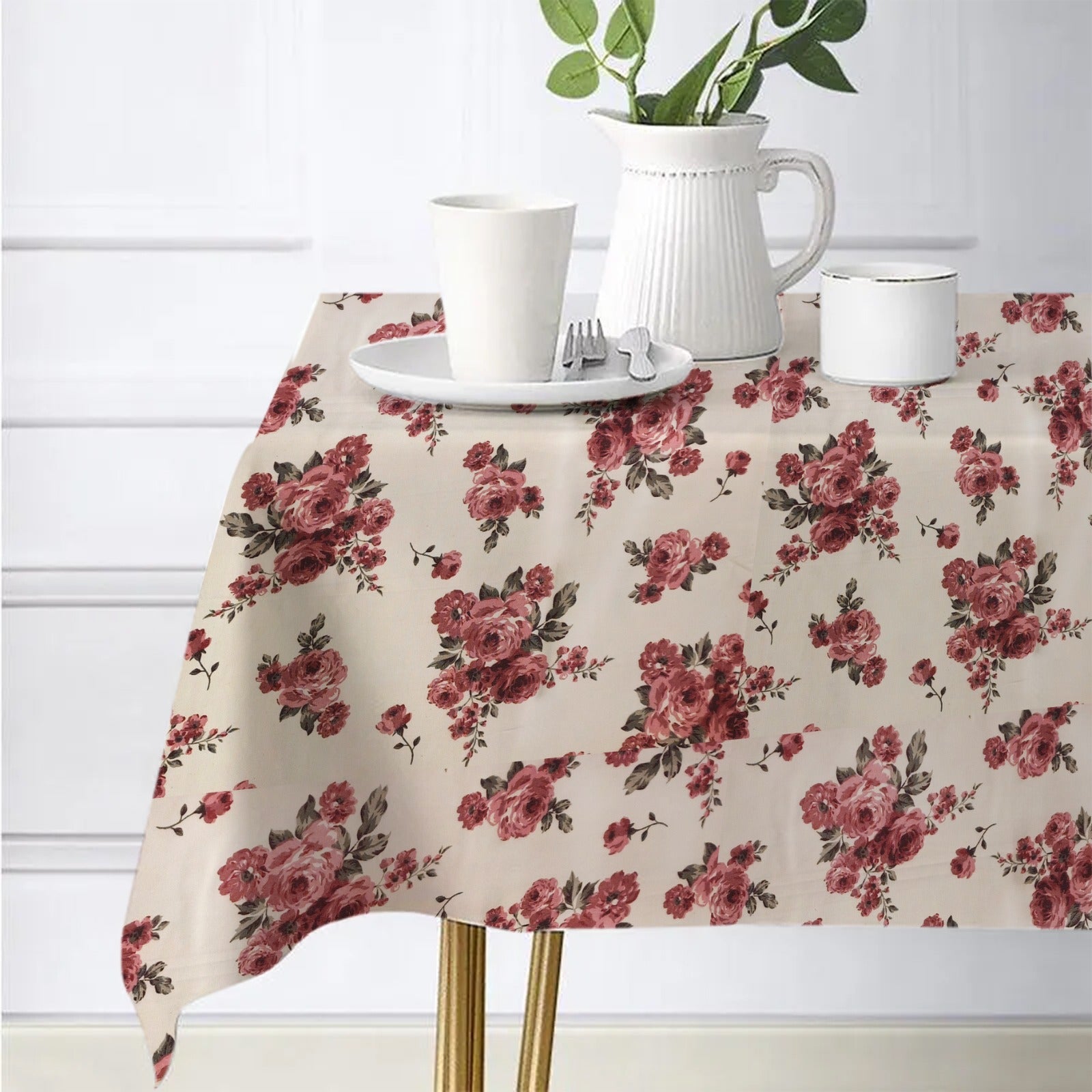 Waterproof Cotton Reversible Dinning Set - Rose Garden - Aura Living