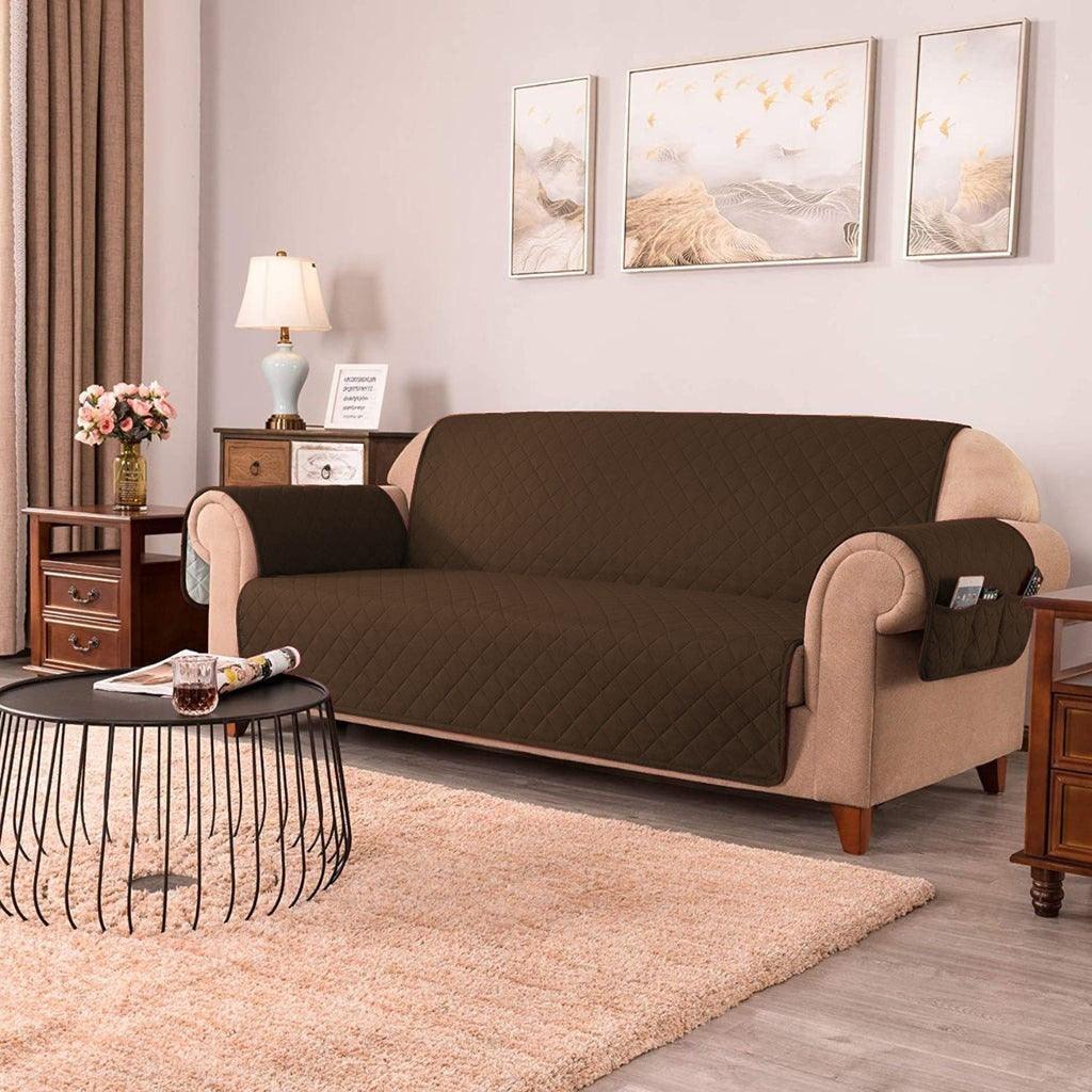 Quilted Sofa covers Non-slip With Pockets - Brown - Aura living