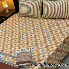 100% Pure Cotton Bedsheet 3 Piece Set AL # 112