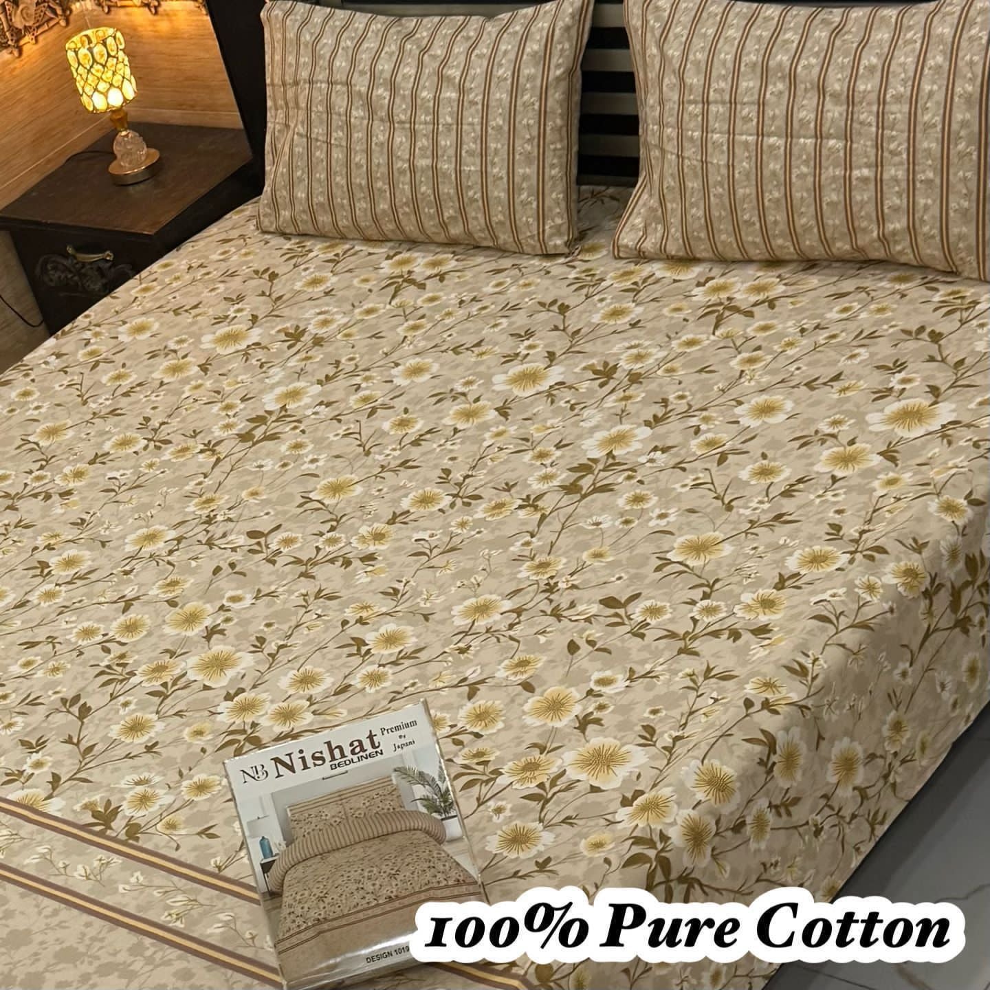 100% Pure Cotton Bedsheet 3 Piece Set AL # 117