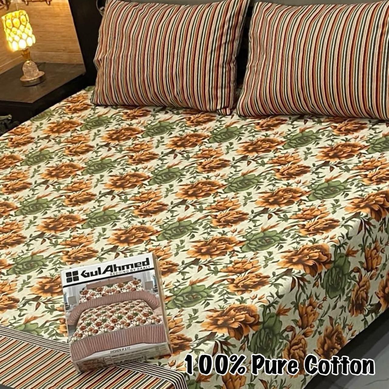 100% Pure Cotton Bedsheet 3 Piece Set AL # 118