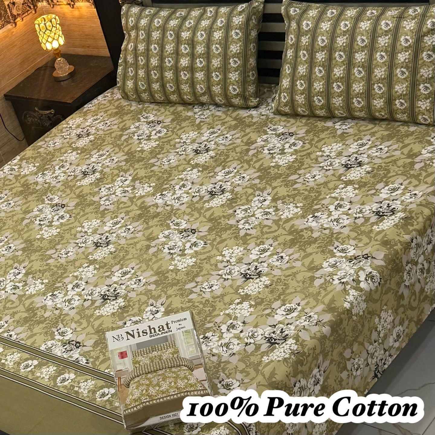 100% Pure Cotton Bedsheet 3 Piece Set AL # 119