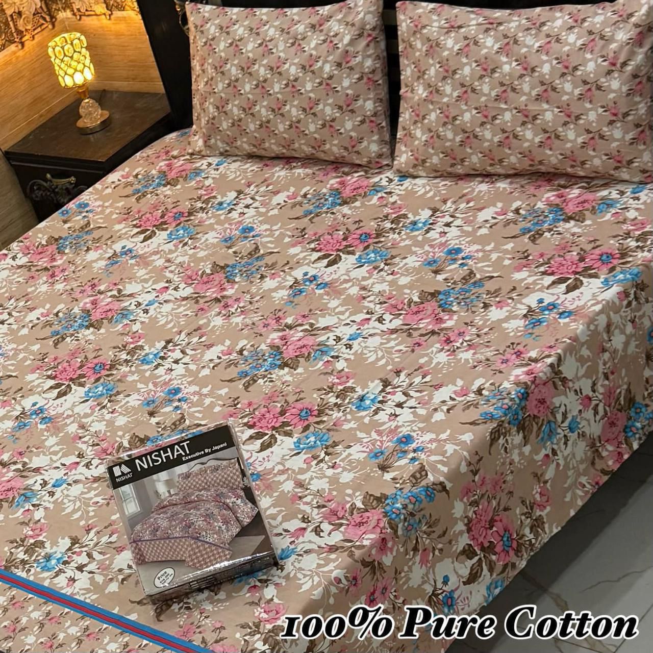 100% Pure Cotton Bedsheet 3 Piece Set AL # 120
