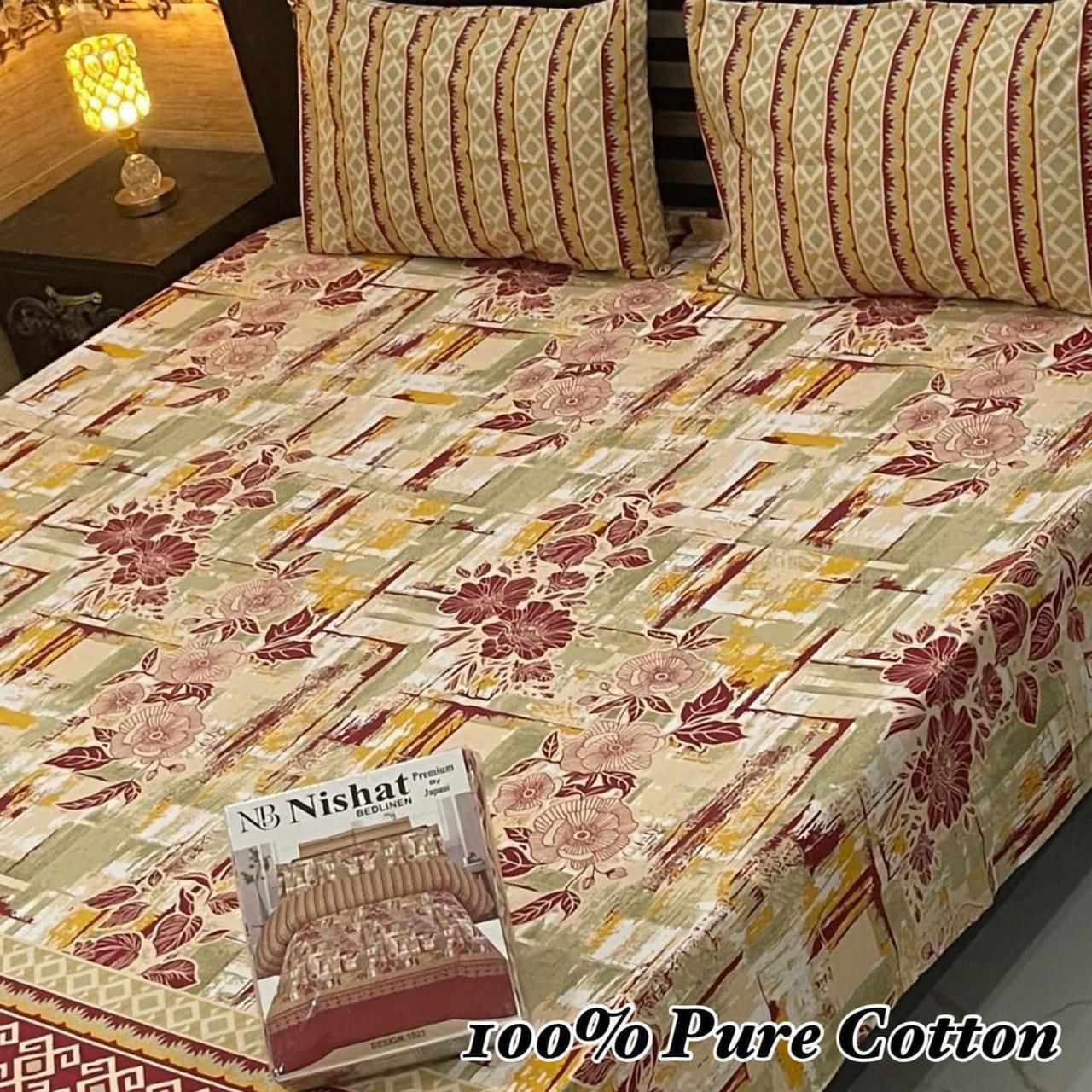 100% Pure Cotton Bedsheet 3 Piece Set AL # 121