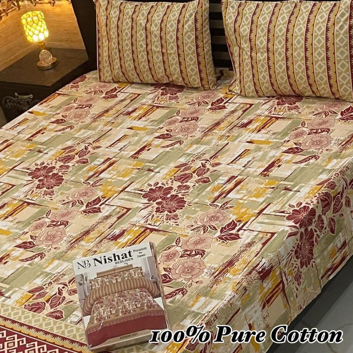 100% Pure Cotton Bedsheet 3 Piece Set AL # 121