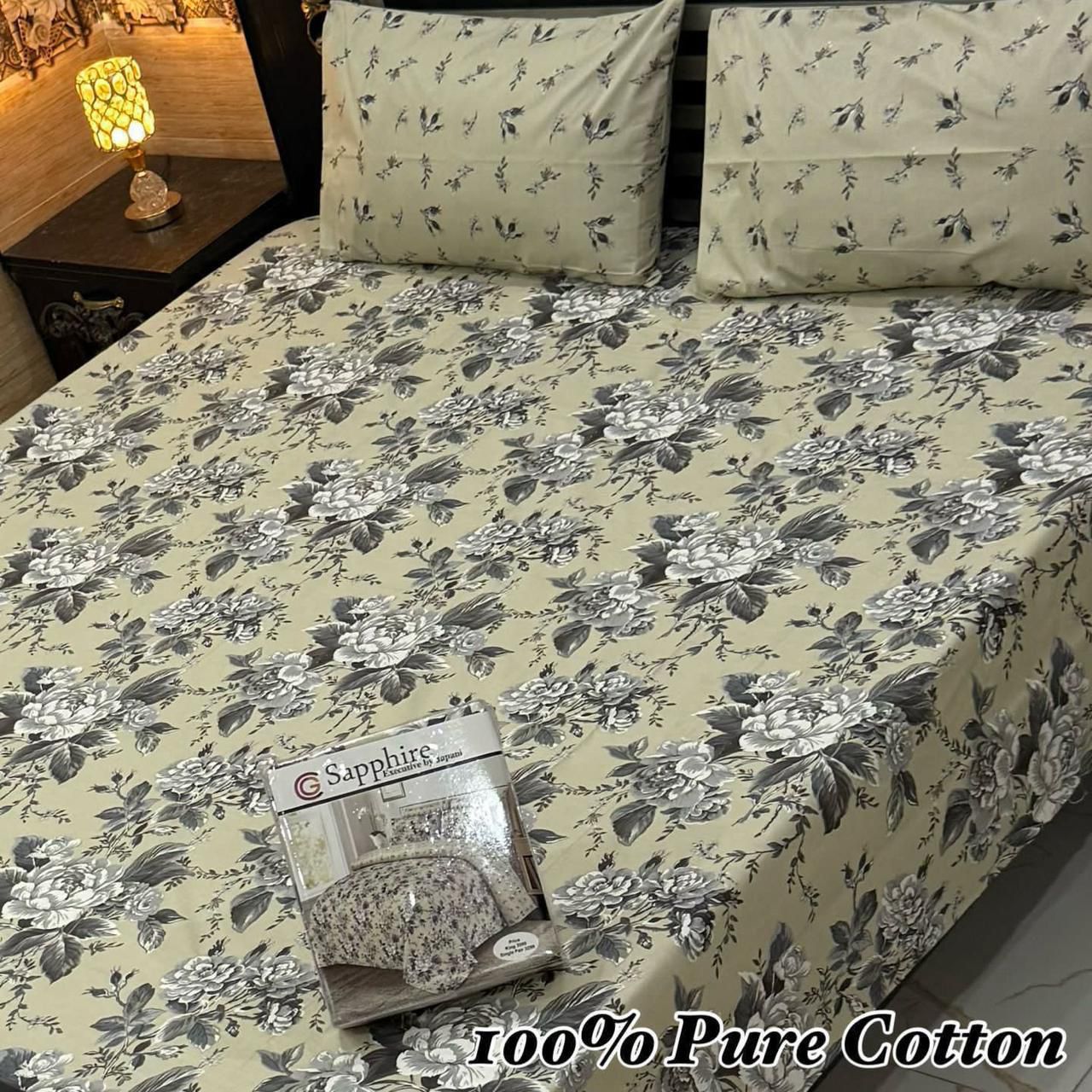 100% Pure Cotton Bedsheet 3 Piece Set AL # 128