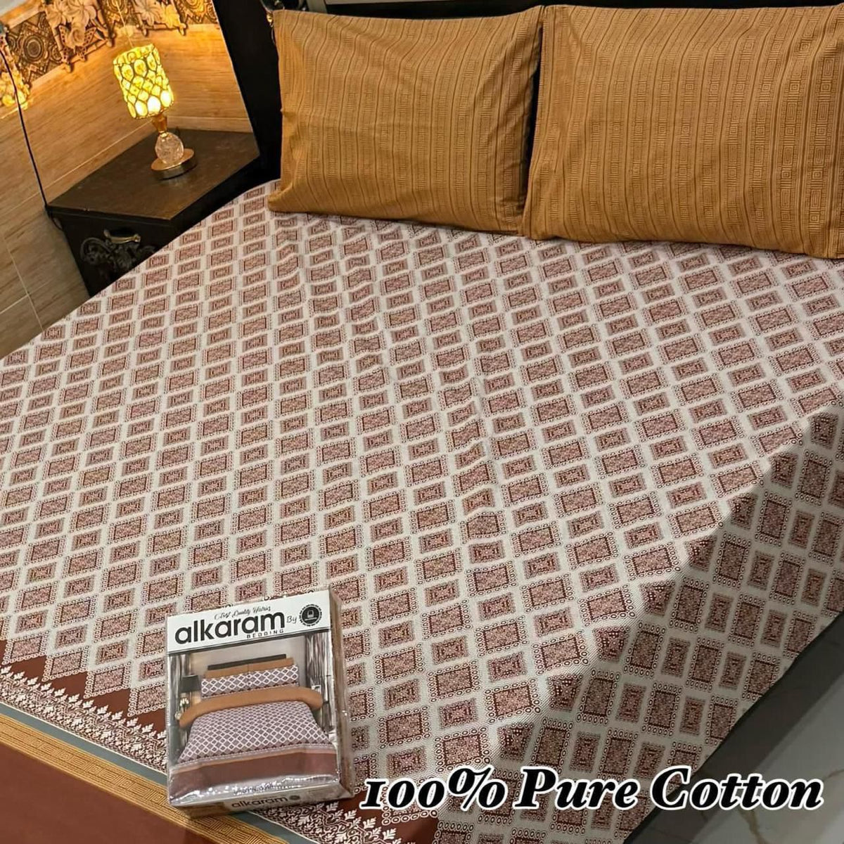 100% Pure Cotton Bedsheet 3 Piece Set AL # 102