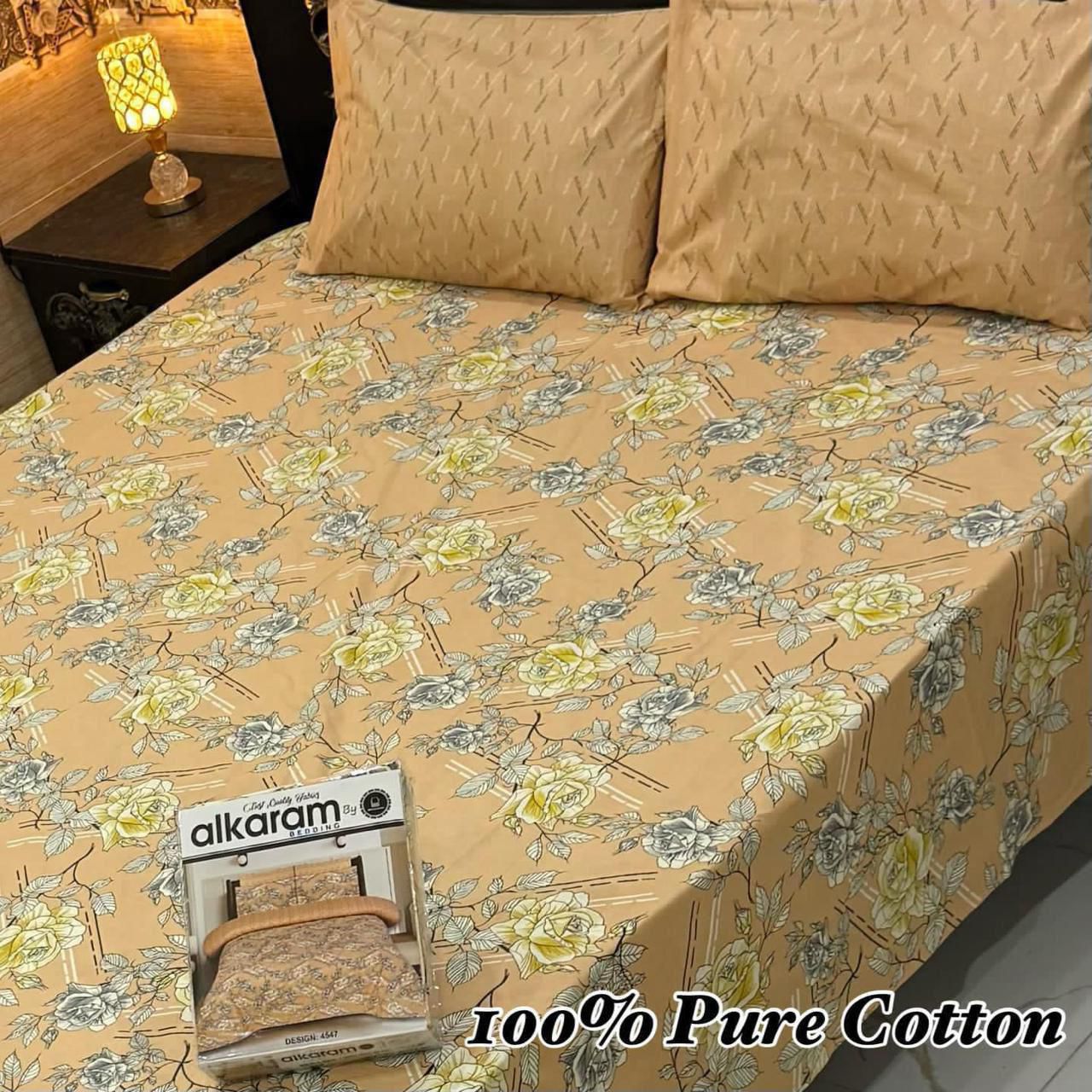 100% Pure Cotton Bedsheet 3 Piece Set AL # 103