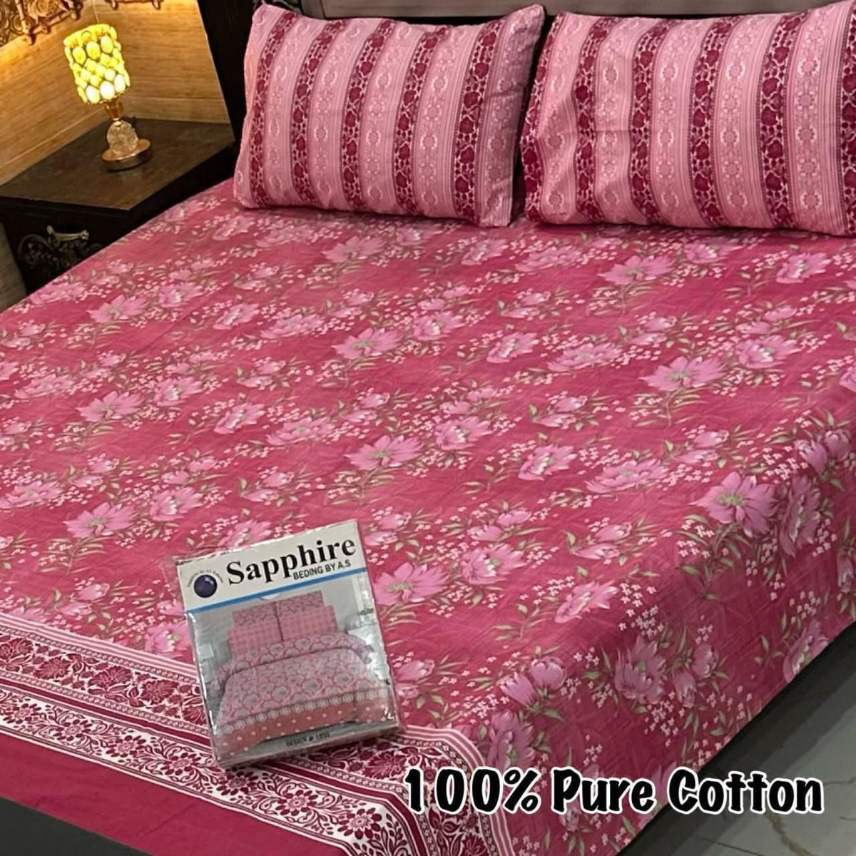 100% Pure Cotton Bedsheet 3 Piece Set AL # 131