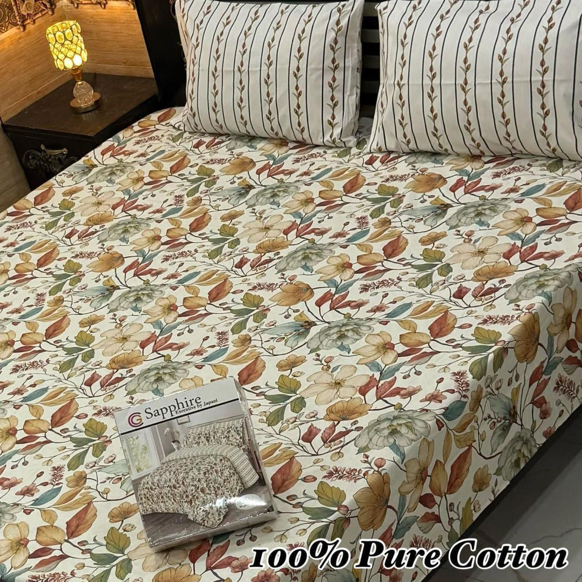 100% Pure Cotton Bedsheet 3 Piece Set AL # 132